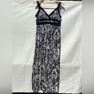 Style & Co Stretchy Maxi Dress Empire Waist Black & Beige Bralette Size Medium